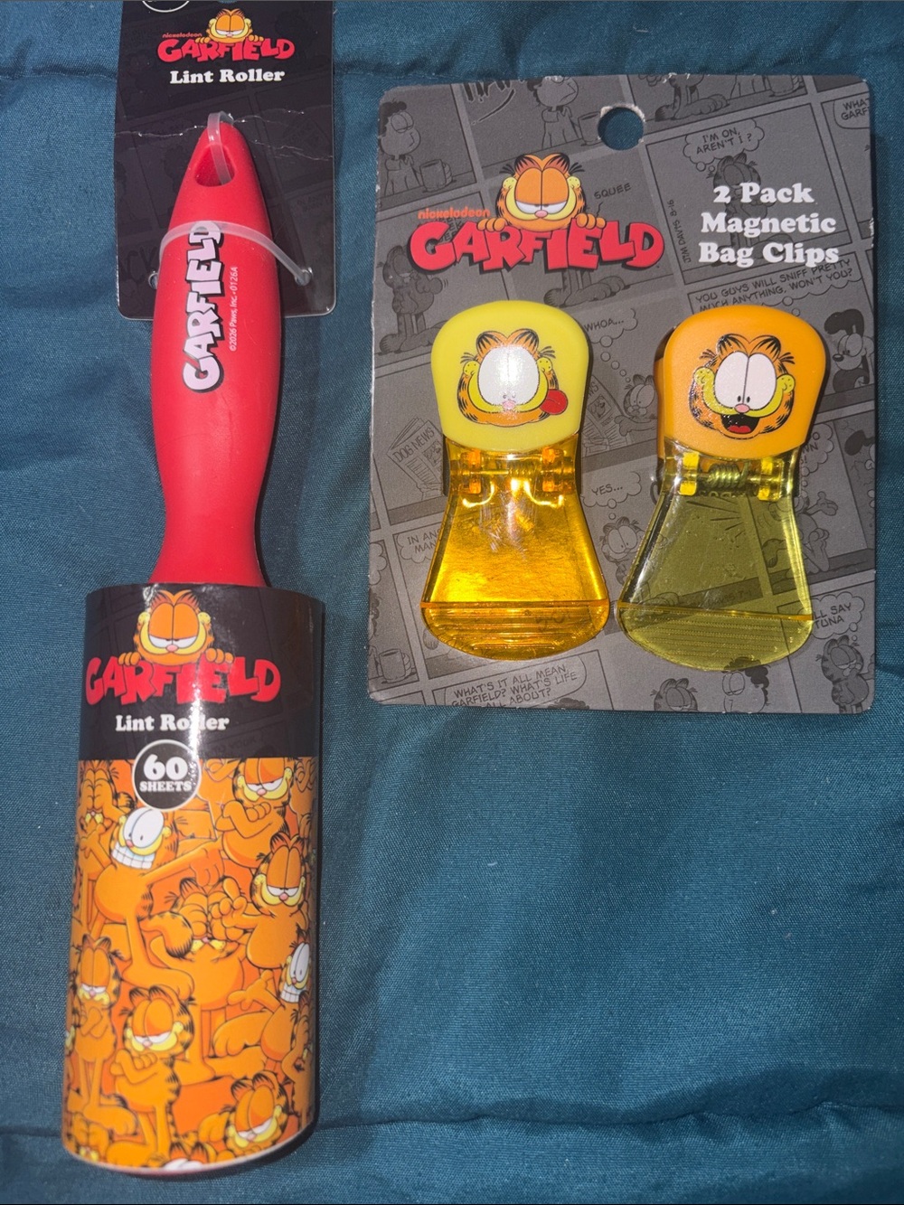 Red Lint Roller with Yellow Magnetic Bag Clips - Brand